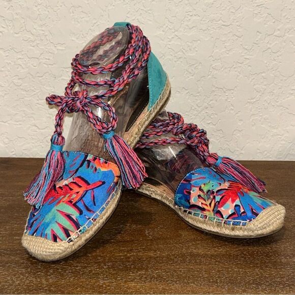 Sam Edelman Circus Tropical Floral Print Rope  Lace Up Espadrille Sandal Shoes - Picture 8 of 8